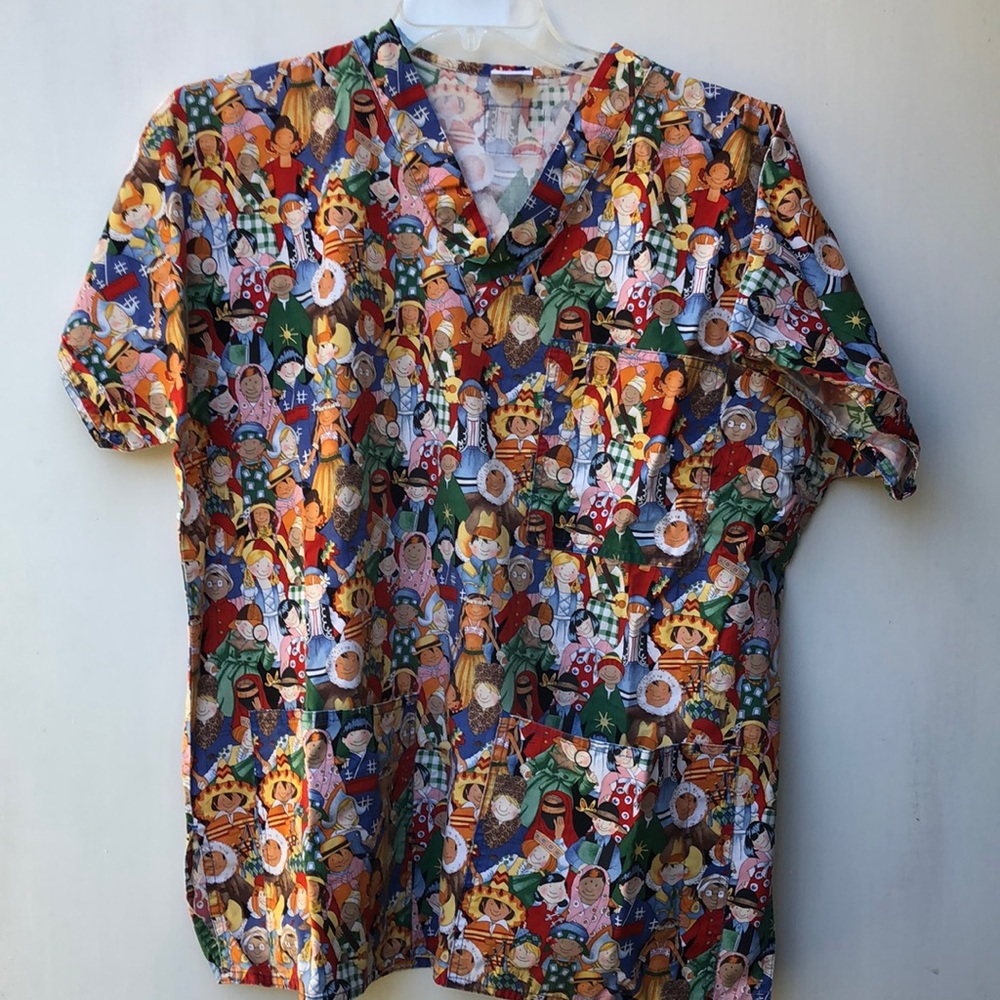 Adorable Around The World Children Scrub~Women’s L -Bonus Scrub Included!